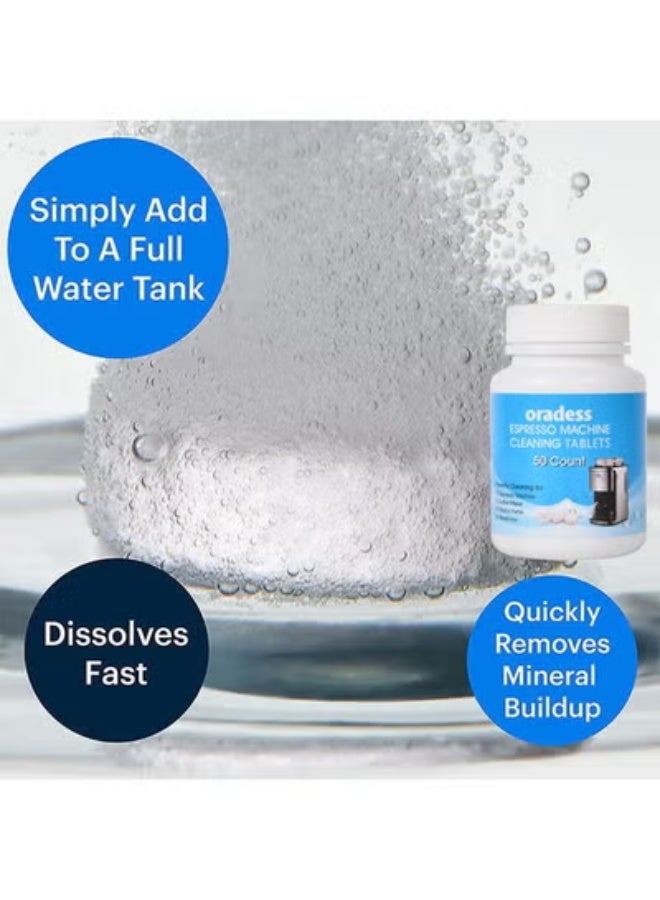 oradess 50PCS All-Purpose Espresso Machine And Coffee Maker Cleaning Tablets Also Works For Water Bottle Coffee Cup Stainless Steel Cup Kettle Limescale Removal - Image 2